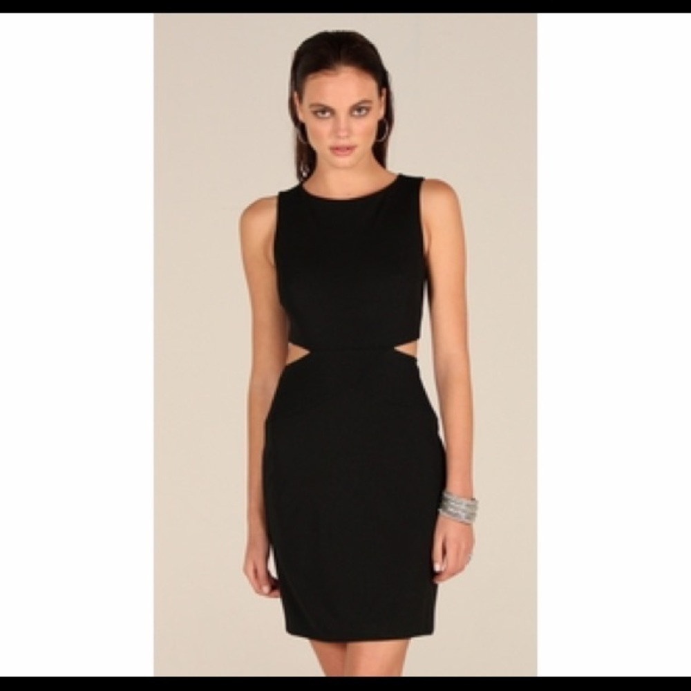 Nicole Miller Black Queen Of The Night Cut Out Cocktail Dress SZ 2